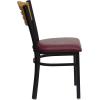 Flash Furniture 2 Pack HERCULES Series Black Slat Back Metal Restaurant Chair – Natural Wood Back & Seat(Natural Wood Back/Burgundy Vinyl Seat/Black Metal Frame)
