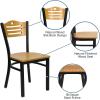 Flash Furniture 2 Pack HERCULES Series Black Slat Back Metal Restaurant Chair – Natural Wood Back & Seat(Natural Wood Back/Natural Wood Seat/Black Metal Frame)