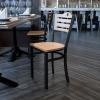 Flash Furniture 2 Pack HERCULES Series Black Slat Back Metal Restaurant Chair – Natural Wood Back & Seat(Natural Wood Back/Natural Wood Seat/Black Metal Frame)