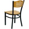 Flash Furniture 2 Pack HERCULES Series Black Slat Back Metal Restaurant Chair – Natural Wood Back & Seat(Natural Wood Back/Natural Wood Seat/Black Metal Frame)