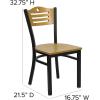 Flash Furniture 2 Pack HERCULES Series Black Slat Back Metal Restaurant Chair – Natural Wood Back & Seat(Natural Wood Back/Natural Wood Seat/Black Metal Frame)