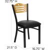 Flash Furniture 4 Pack HERCULES Series Black Slat Back Metal Restaurant Chair – Natural Wood Back, Black Vinyl Seat