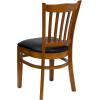Flash Furniture 4 Pack HERCULES Series Vertical Slat Back Walnut Wood Restaurant Chair – Black Vinyl Seat(Black Vinyl Seat/Cherry Wood Frame)