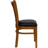 Flash Furniture 4 Pack HERCULES Series Vertical Slat Back Walnut Wood Restaurant Chair – Black Vinyl Seat(Black Vinyl Seat/Cherry Wood Frame)