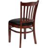 Flash Furniture 4 Pack HERCULES Series Vertical Slat Back Walnut Wood Restaurant Chair – Black Vinyl Seat(Black Vinyl Seat/Mahogany Wood Frame)