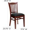 Flash Furniture 4 Pack HERCULES Series Vertical Slat Back Walnut Wood Restaurant Chair – Black Vinyl Seat(Black Vinyl Seat/Mahogany Wood Frame)