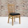 Flash Furniture 4 Pack HERCULES Series Vertical Slat Back Walnut Wood Restaurant Chair – Black Vinyl Seat(Black Vinyl Seat/Natural Wood Frame)