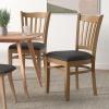 Flash Furniture 4 Pack HERCULES Series Vertical Slat Back Walnut Wood Restaurant Chair – Black Vinyl Seat(Black Vinyl Seat/Natural Wood Frame)