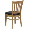 Flash Furniture 4 Pack HERCULES Series Vertical Slat Back Walnut Wood Restaurant Chair – Black Vinyl Seat(Black Vinyl Seat/Natural Wood Frame)
