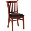 Flash Furniture 4 Pack HERCULES Series Vertical Slat Back Walnut Wood Restaurant Chair – Black Vinyl Seat(Black Vinyl Seat/Walnut Wood Frame)