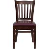 Flash Furniture 4 Pack HERCULES Series Vertical Slat Back Walnut Wood Restaurant Chair – Black Vinyl Seat(Burgundy Vinyl Seat/Mahogany Wood Frame)