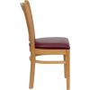 Flash Furniture 4 Pack HERCULES Series Vertical Slat Back Walnut Wood Restaurant Chair – Black Vinyl Seat(Burgundy Vinyl Seat/Natural Wood Frame)