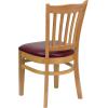 Flash Furniture 4 Pack HERCULES Series Vertical Slat Back Walnut Wood Restaurant Chair – Black Vinyl Seat(Burgundy Vinyl Seat/Natural Wood Frame)