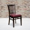Flash Furniture 4 Pack HERCULES Series Vertical Slat Back Walnut Wood Restaurant Chair – Black Vinyl Seat(Burgundy Vinyl Seat/Walnut Wood Frame)