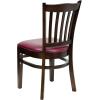 Flash Furniture 4 Pack HERCULES Series Vertical Slat Back Walnut Wood Restaurant Chair – Black Vinyl Seat(Burgundy Vinyl Seat/Walnut Wood Frame)