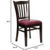 Flash Furniture 4 Pack HERCULES Series Vertical Slat Back Walnut Wood Restaurant Chair – Black Vinyl Seat(Burgundy Vinyl Seat/Walnut Wood Frame)
