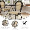 Flash Furniture Cannes Indoor/Outdoor Commercial Thonet Bistro Stack Chair – Natural PE Cane Rattan Back and Seat – Black Metal Frame(Natural/Black Frame)