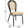 Flash Furniture Cannes Indoor/Outdoor Commercial Thonet Bistro Stack Chair – Natural PE Cane Rattan Back and Seat – Black Metal Frame(Natural/Black Frame)