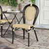 Flash Furniture Cannes Indoor/Outdoor Commercial Thonet Bistro Stack Chair – Natural PE Cane Rattan Back and Seat – Black Metal Frame(Natural/Black Frame)