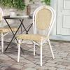 Flash Furniture Cannes Indoor/Outdoor Commercial Thonet Bistro Stack Chair – Natural PE Cane Rattan Back and Seat – Black Metal Frame(Natural/White Frame)