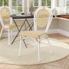 Flash Furniture Cannes Indoor/Outdoor Commercial Thonet Bistro Stack Chair – Natural PE Cane Rattan Back and Seat – Black Metal Frame(Natural/White Frame)