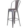Flash Furniture Commercial Grade 30″ High Black Metal Indoor-Outdoor Barstool with Removable Back(Black)