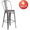 Flash Furniture Commercial Grade 30″ High Black Metal Indoor-Outdoor Barstool with Removable Back(Black)