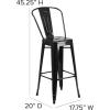 Flash Furniture Commercial Grade 30″ High Black Metal Indoor-Outdoor Barstool with Removable Back(Black)
