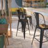 Flash Furniture Commercial Grade 30″ High Black Metal Indoor-Outdoor Barstool with Removable Back(Black-antique Gold)