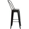 Flash Furniture Commercial Grade 30″ High Black Metal Indoor-Outdoor Barstool with Removable Back(Black-antique Gold)