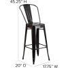 Flash Furniture Commercial Grade 30″ High Black Metal Indoor-Outdoor Barstool with Removable Back(Black-antique Gold)