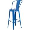 Flash Furniture Commercial Grade 30″ High Black Metal Indoor-Outdoor Barstool with Removable Back(Blue)
