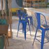 Flash Furniture Commercial Grade 30″ High Black Metal Indoor-Outdoor Barstool with Removable Back(Blue)