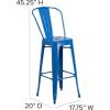 Flash Furniture Commercial Grade 30″ High Black Metal Indoor-Outdoor Barstool with Removable Back(Blue)