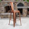 Flash Furniture Commercial Grade 30″ High Black Metal Indoor-Outdoor Barstool with Removable Back(Copper)