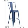 Flash Furniture Commercial Grade 30″ High Black Metal Indoor-Outdoor Barstool with Removable Back(Distressed Antique Blue)