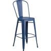 Flash Furniture Commercial Grade 30″ High Black Metal Indoor-Outdoor Barstool with Removable Back(Distressed Antique Blue)