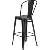 Flash Furniture Commercial Grade 30″ High Black Metal Indoor-Outdoor Barstool with Removable Back(Distressed Black)