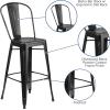 Flash Furniture Commercial Grade 30″ High Black Metal Indoor-Outdoor Barstool with Removable Back(Distressed Black)