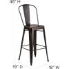 Flash Furniture Commercial Grade 30″ High Black Metal Indoor-Outdoor Barstool with Removable Back(Distressed Copper)