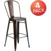 Flash Furniture Commercial Grade 30″ High Black Metal Indoor-Outdoor Barstool with Removable Back(Distressed Copper)