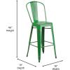 Flash Furniture Commercial Grade 30″ High Black Metal Indoor-Outdoor Barstool with Removable Back(Distressed Green)
