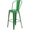Flash Furniture Commercial Grade 30″ High Black Metal Indoor-Outdoor Barstool with Removable Back(Distressed Green)