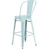 Flash Furniture Commercial Grade 30″ High Black Metal Indoor-Outdoor Barstool with Removable Back(Distressed Green-blue)