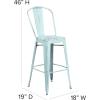 Flash Furniture Commercial Grade 30″ High Black Metal Indoor-Outdoor Barstool with Removable Back(Distressed Green-blue)