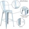 Flash Furniture Commercial Grade 30″ High Black Metal Indoor-Outdoor Barstool with Removable Back(Distressed Green-blue)