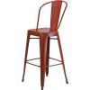 Flash Furniture Commercial Grade 30″ High Black Metal Indoor-Outdoor Barstool with Removable Back(Distressed Kelly Red)