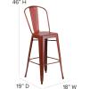 Flash Furniture Commercial Grade 30″ High Black Metal Indoor-Outdoor Barstool with Removable Back(Distressed Kelly Red)