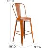 Flash Furniture Commercial Grade 30″ High Black Metal Indoor-Outdoor Barstool with Removable Back(Distressed Orange)