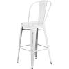 Flash Furniture Commercial Grade 30″ High Black Metal Indoor-Outdoor Barstool with Removable Back(Distressed White)